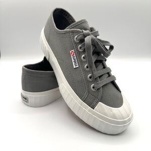 Superga 2390  Canvas Sneakers Gray White  Women’s 8 Men's size 6.5 Pre-owned
